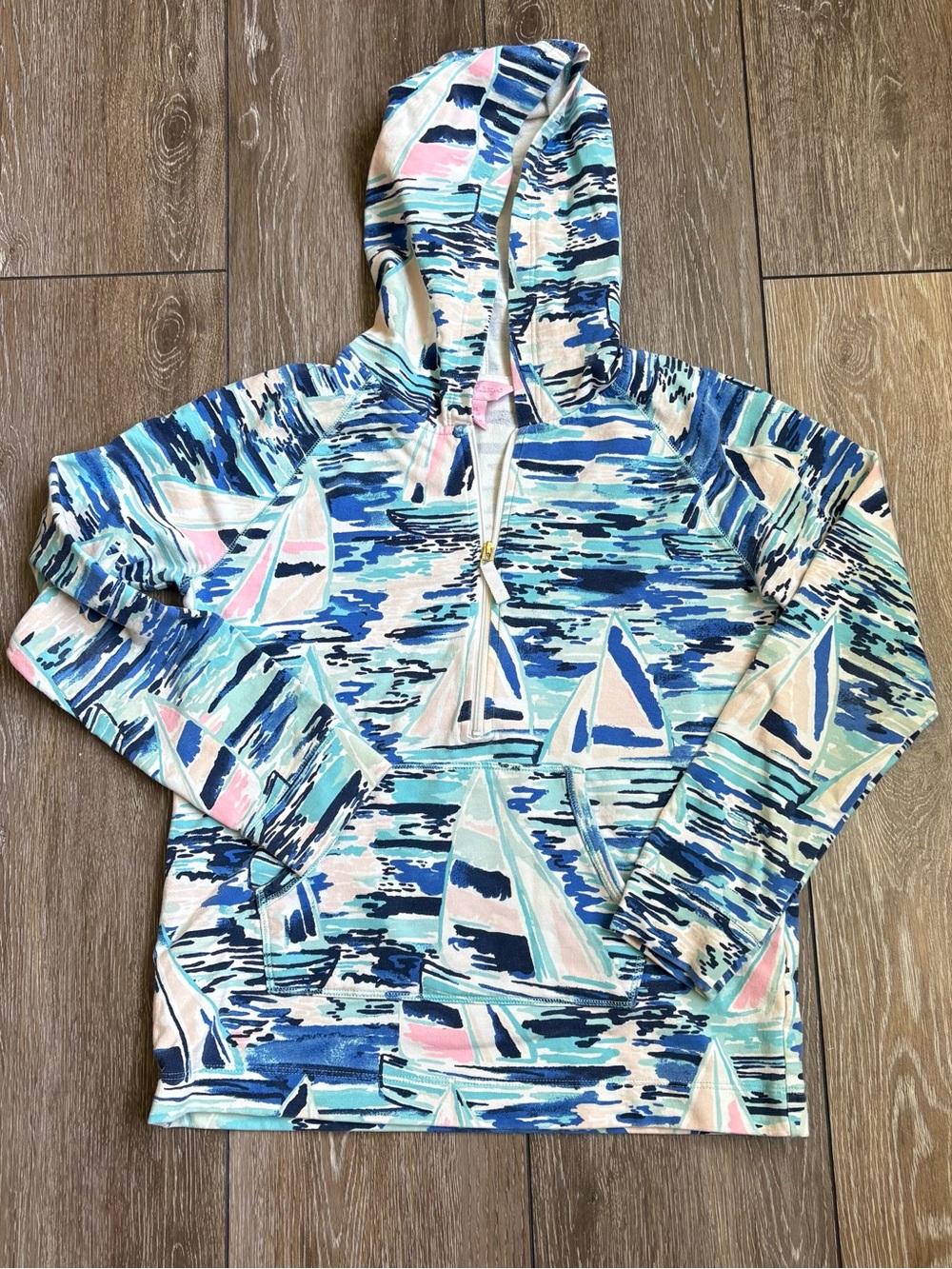 Lilly Pulitzer Girls Sailboat 1/4 Zip Hoodie